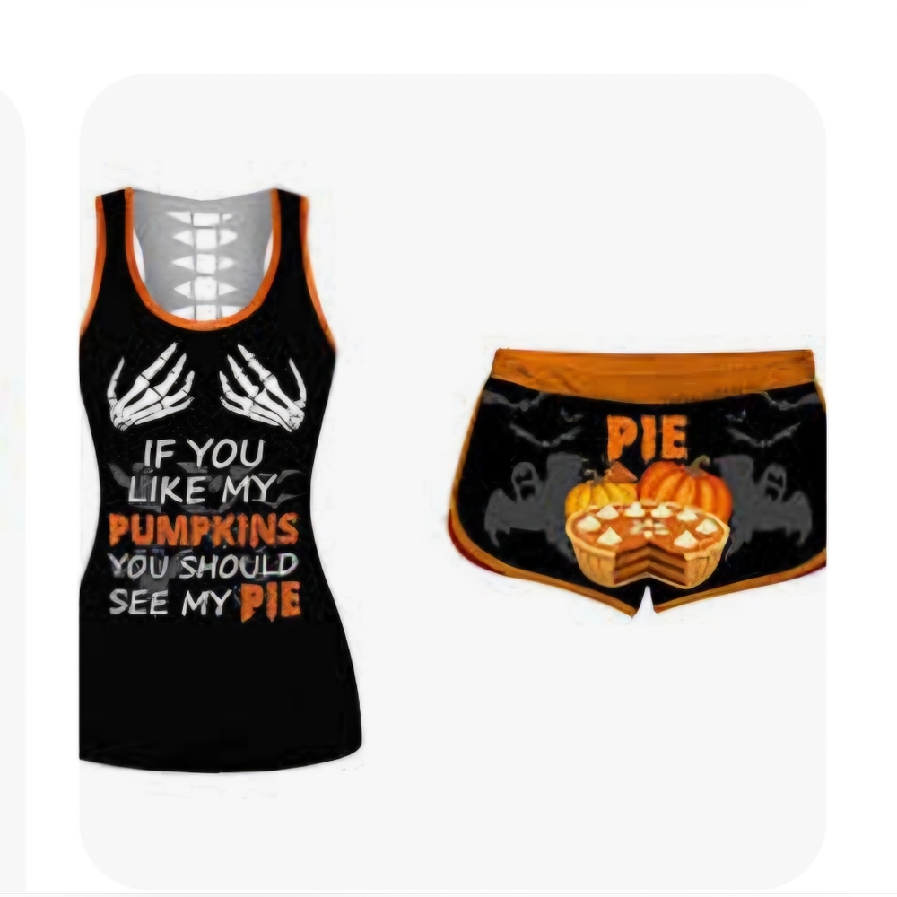 Halloween Pumpkin Tank and Shorts Set